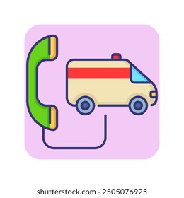 Calling for ambulance line icon. Emergency, accident, medical service. Medicine concept. Vector illustration can be used for topics like healthcare, transportation