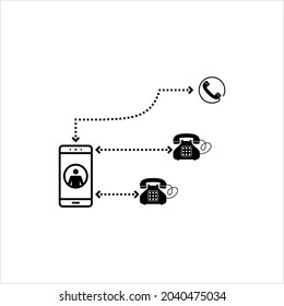 Calling Business Partners Icon, Tele Calling, Contacting Business Associates Via Phone Vector Art Illustration