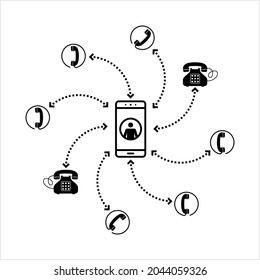 Calling Business Partners Icon, Tele Calling, Contacting Business Associates Via Phone Vector Art Illustration