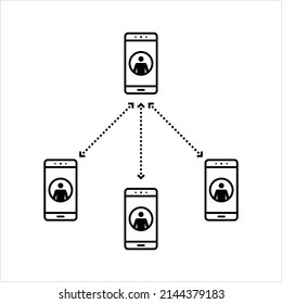 Calling Business Partners Icon, Tele Calling, Contacting Business Associates Via Phone Vector Art Illustration
