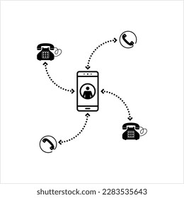 Calling Business Partners Icon, Tele Calling, Contacting Business Associates Via Phone Vector Art Illustration