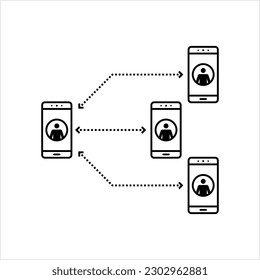 Calling Business Partners Icon, Tele Calling, Contacting Business Associates Via Phone Vector Art Illustration