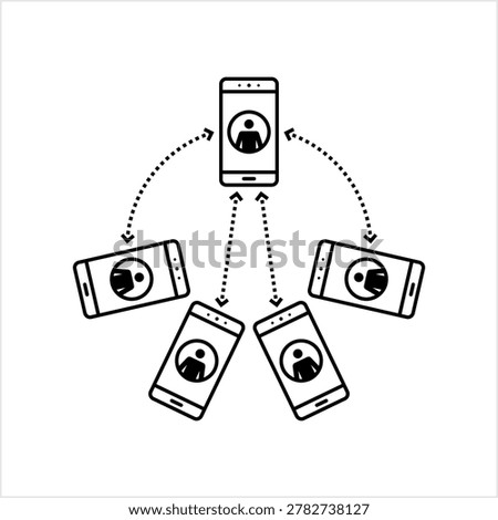 Calling Business Partners Icon, Tele Calling, Contacting Business Associates Via Phone Vector Art Illustration