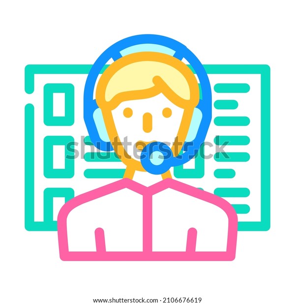 calling call center\
worker color icon vector. calling call center worker sign. isolated\
symbol illustration