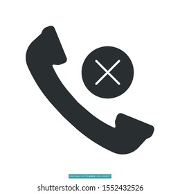 Calling cancel icon vector illustration logo template for many purpose. Isolated on white background.