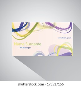 Calling card of art manager on the gray background.