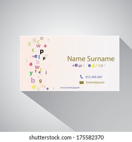 Calling card of news editor.Vector illustration.