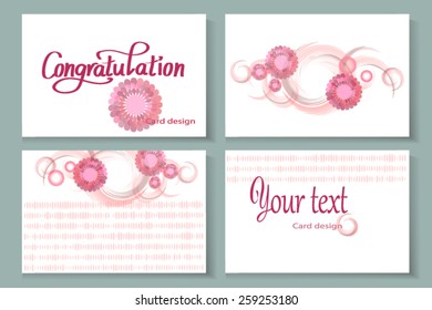 Calling card set with flowers. 