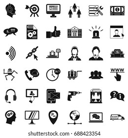 Calling center icons set. Simple style of 36 calling center vector icons for web isolated on white background