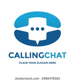 Calling chat vector logo template.  This design use phone symbol. Suitable for communication. 