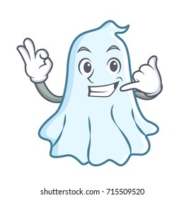 Calling cute ghost character cartoon