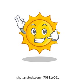 Calling cute sun character cartoon
