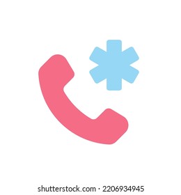 Calling emergency flat color ui icon. Urgent first aid. Contact medical clinic and hospital. Simple filled element for mobile app. Colorful solid pictogram. Vector isolated RGB illustration