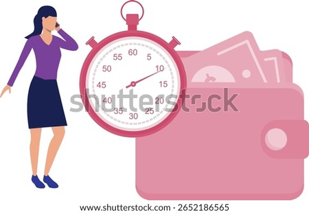 The calling girl, her demeanor casual yet confident, carries a purse brimming with money