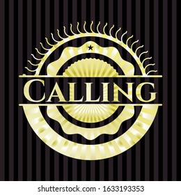 Calling gold emblem. Vector Illustration. Detailed.