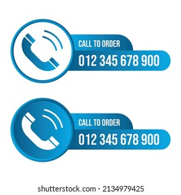 Calling icon blue 3d or call for order vector
