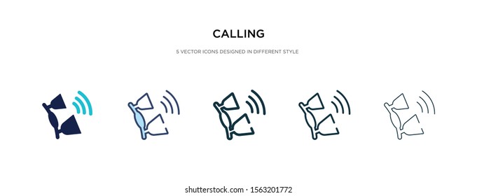 calling icon in different style vector illustration. two colored and black calling vector icons designed in filled, outline, line and stroke style can be used for web, mobile, ui