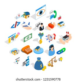 Calling icons set. Isometric set of 25 calling vector icons for web isolated on white background