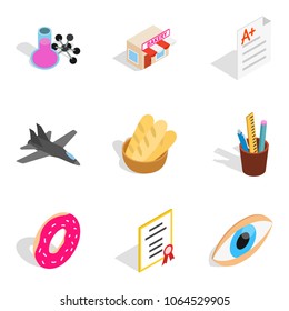 Calling icons set. Isometric set of 9 calling vector icons for web isolated on white background