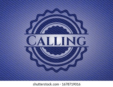 Calling with jean texture. Vector Illustration. Detailed.