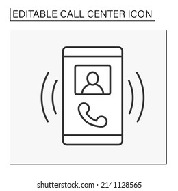 Icono de línea de llamada. Llamar del cliente al servicio de soporte. Línea de ayuda para clientes. Concepto de centro de llamadas. Ilustración vectorial aislada. Trazo editable