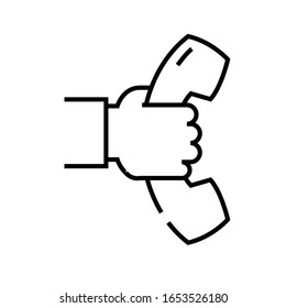 Icono de línea de llamada, signo de concepto, ilustración de vector de contorno, símbolo lineal.
