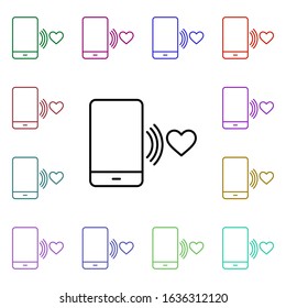 Calling for mate heart multi color style icon. Simple thin line, outline vector of heartbeat icons for ui and ux, website or mobile application
