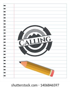 Calling pencil draw. Vector Illustration. Detailed.
