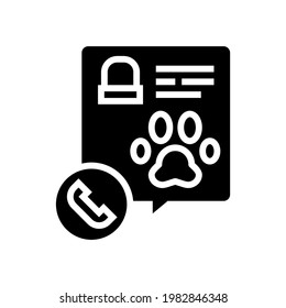 calling pet funeral service glyph icon vector. calling pet funeral service sign. isolated contour symbol black illustration