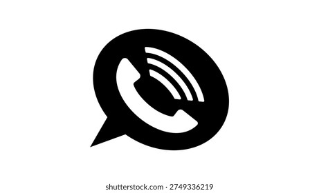 calling phone in cloud, black isolated silhouette