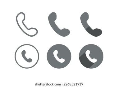 Calling Phone Flat Circular Line Vector Icon Collection