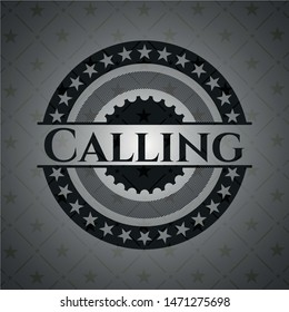 Calling realistic black emblem. Vector Illustration. Detailed.