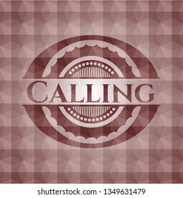 Calling red seamless polygonal badge.