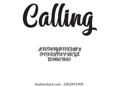 Diseño de tipos de letra de estilo de llamada, conjunto de letras alfabéticas y ilustración vectorial de números