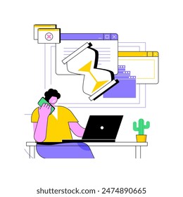 Support-Spezialist isolierte Cartoon-Vektorillustrationen. Mann ruft Systemadministrator an, um Computersoftwarefehler, IT-Technologie, Hardwarewartung Vektorgrafik Cartoon zu beheben.