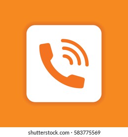 Calling Telephone and Internet  Icon. Graphic Flat Isolated Orange Color Silhouette and Background