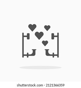 Calling with telephone and love heart glyph icon. Can be used for digital product, presentation, print design and more.