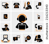 Calling vector icons set on gray 