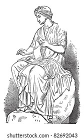 Calliope, Muse of Epic Poetry, vintage engraved illustration. Trousset encyclopedia (1886 - 1891).