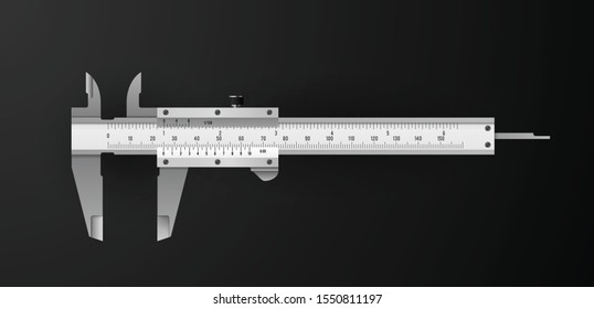 Calliper or caliper - caliper rule measuring tools, high-precision dimensions measurement tool isolated on white background