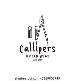 Callipers Icon Vintage Simple Line Art