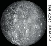 Callisto. The second largest moon of Jupiter and the ninth largest satellite in the Solar System.