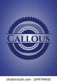 Callous Emblem mit jean-Textur. Vektorillustration Illustration. Detaillierte Angaben.