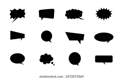 Callout bubble or callout speech balloon set in black color. Vector speech clouds chat bubble icon. Vector illustration