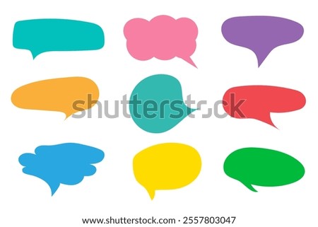 Callout color text icons set on white background, vector illustration.