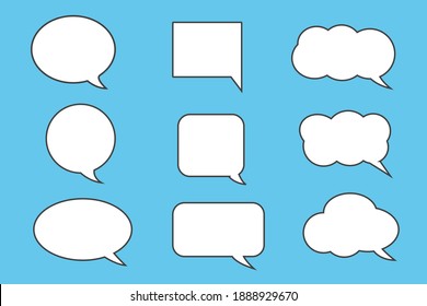 Callout text icons set on blue background, vector illustration.