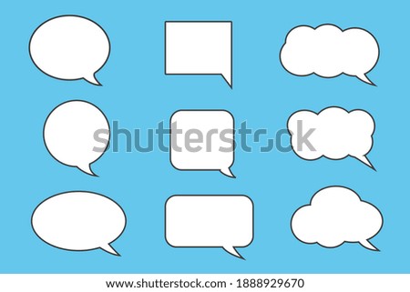 Callout text icons set on blue background, vector illustration.