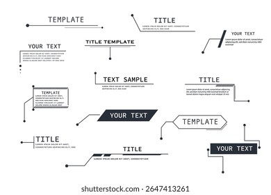 Callout title text box Abstract vector infographic with digital HUD, textbox callouts, and modern UI elements. Includes frames, lines, and info icons for dashboard or space-themed content.