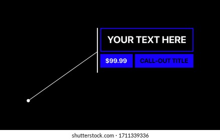 Callout Title. Textbox. Your Text Here. Digital Stroke Callout On Black Background. Vector Illustration