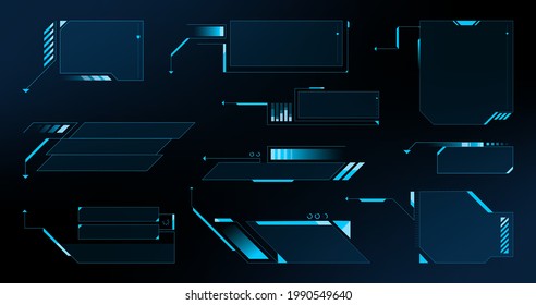 Callout titles in HUD style. Big set of futuristic UI and GUI element. Sci Fi. Vector design.